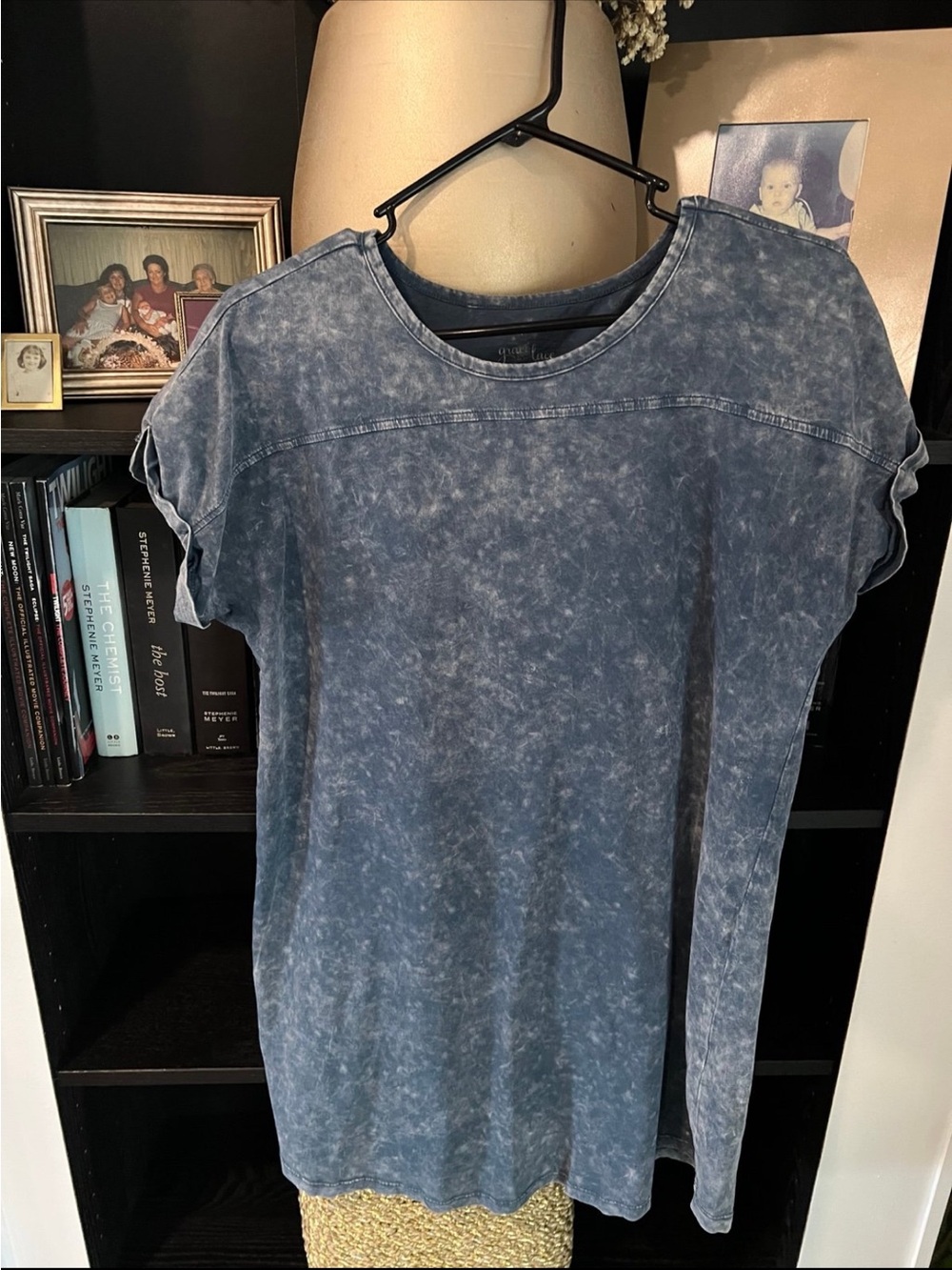 Grace & Lace Mineral Wash Slate Blue Short Sleeve Tee
